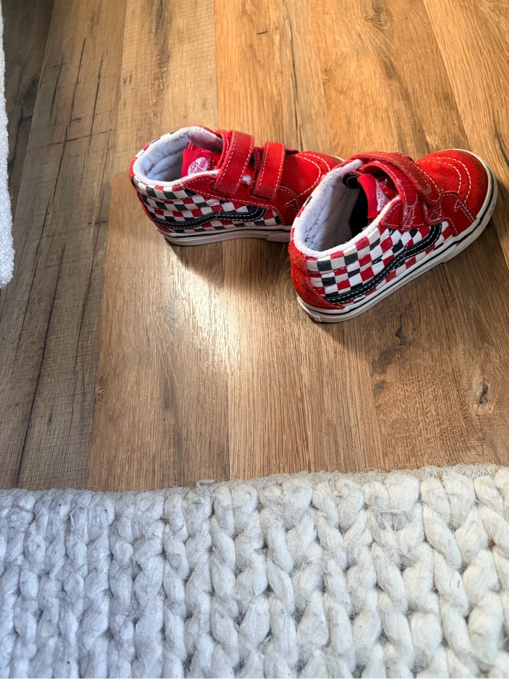 Toddler Red Check High-Top Vans Sneakers
